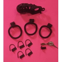 Cock Cage, Hard Plastic, 3 different size rings, 2 different types of Locking systems