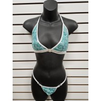 Dancewear 2pc set, Sequin Material w/Crystal Embellishments, TEAL One Size