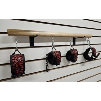 Wood Spreader Bar with RED Wrist & Ankle Cuffs, SPREADER BAR EXCLUSIVELY HANDCRAFTED FOR TLD!  