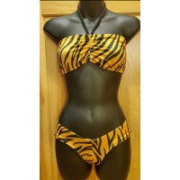 2 piece set Dancewear Tiger pattern Bando Top w/micro Booty Short, One Size