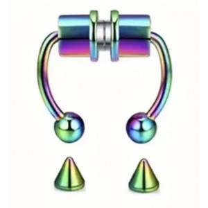 Magnetic Nipple Rings Set, w/2 interchangeable ends, MULTI COLOR