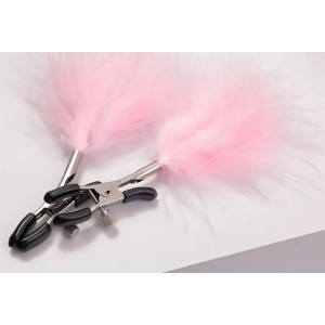 Nipple Clamps w/PINK Feathers