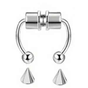 Magnetic Nipple Rings Set, w/2 interchangeable ends, SILVER
